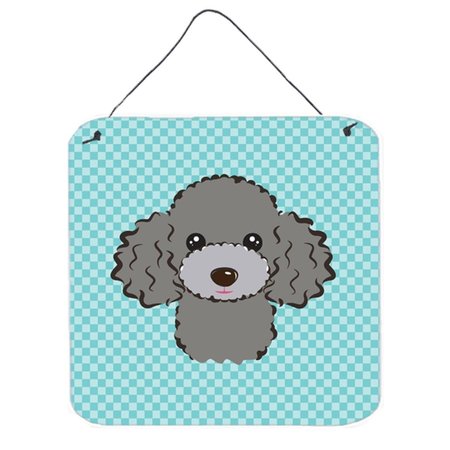 MICASA Checkerboard Blue Silver Gray Poodle Aluminum Metal Wall Or Door Hanging Prints6 x 6 In. MI754596